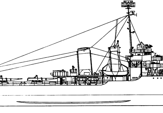 Эсминец USS DD-349 Dewey 1944 [Destroyer] - чертежи, габариты, рисунки